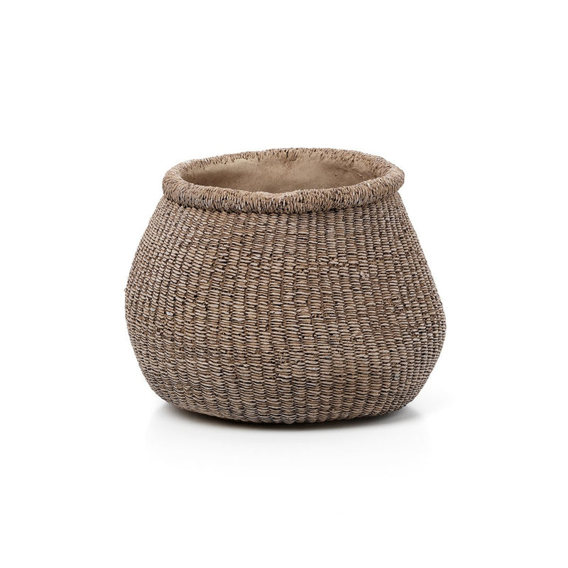 Übertopf Faux Puff – Beton Braun, Größe L, L 25 × B 23,5 × H 19 cm