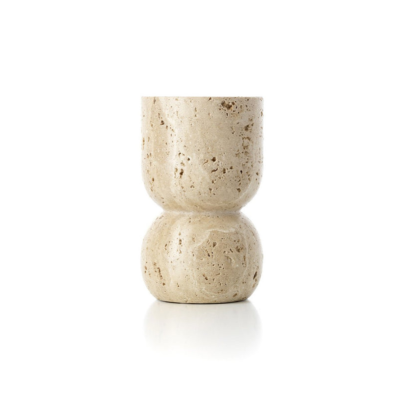 Kerzenhalter Travertin – Beige, für Stumpenkerzen, aus Travertin (Naturstein)