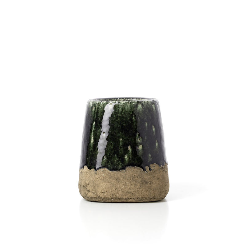Übertopf The Moss – Konisch, Betongrün, Größe S, aus Steingut mit Beton-Optik