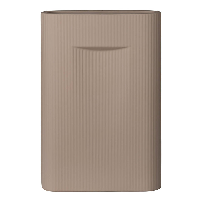 Deko Vase in Braun - Zylindrisch, aus Keramik, skandinavischer Stil, 24x8,5x35,5 cm, eleganter Wohnakzent.