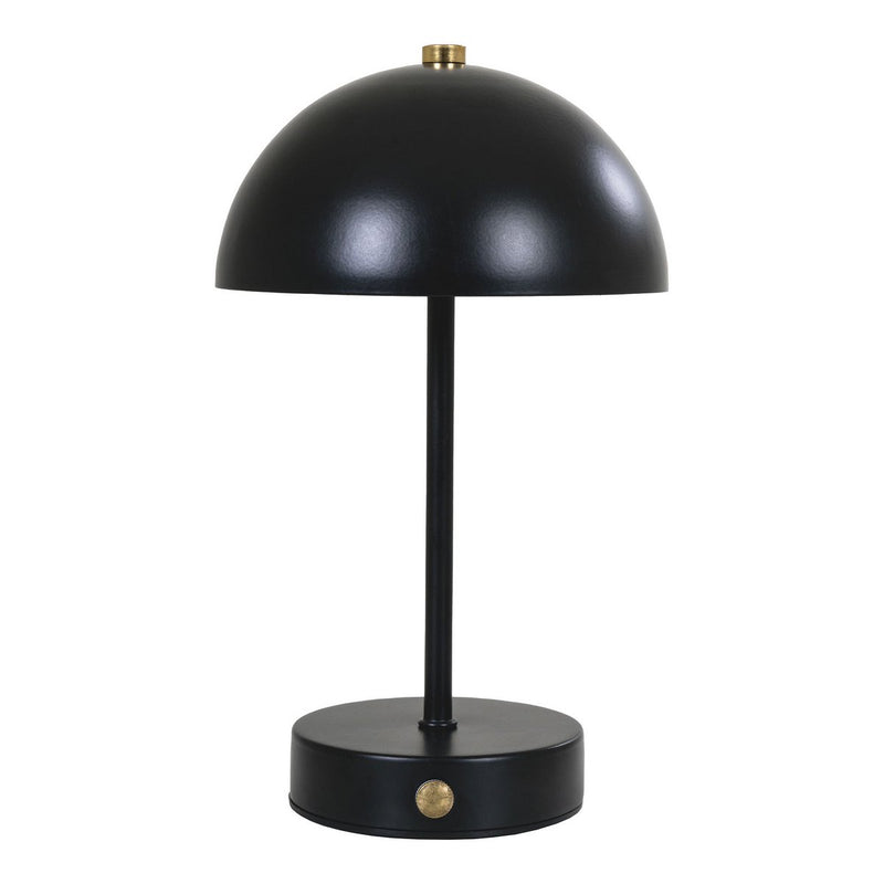 LED-Tischlampe Holt – Schwarz/Messing, kabellos, aus Metall in Schwarz / Messing