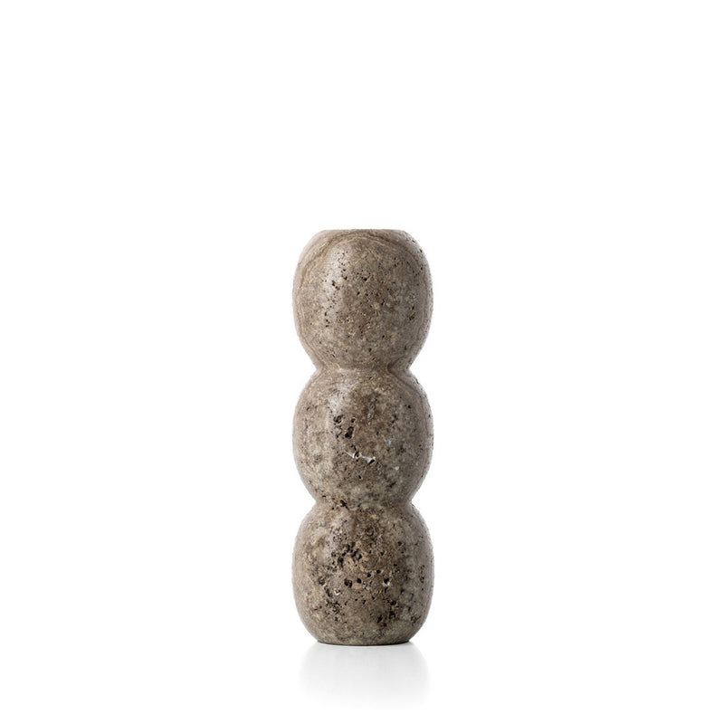 Kerzenhalter Travertin Totem – Grau, Größe L, aus Travertin (Naturstein)