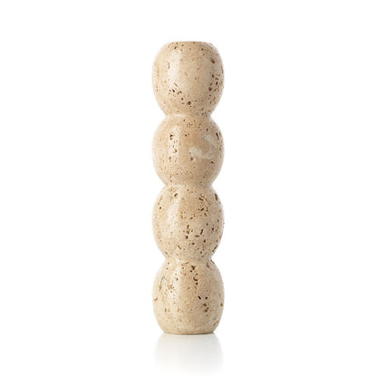 Kerzenhalter Travertin Totem – Beige, Größe L, aus Travertin (Naturstein)