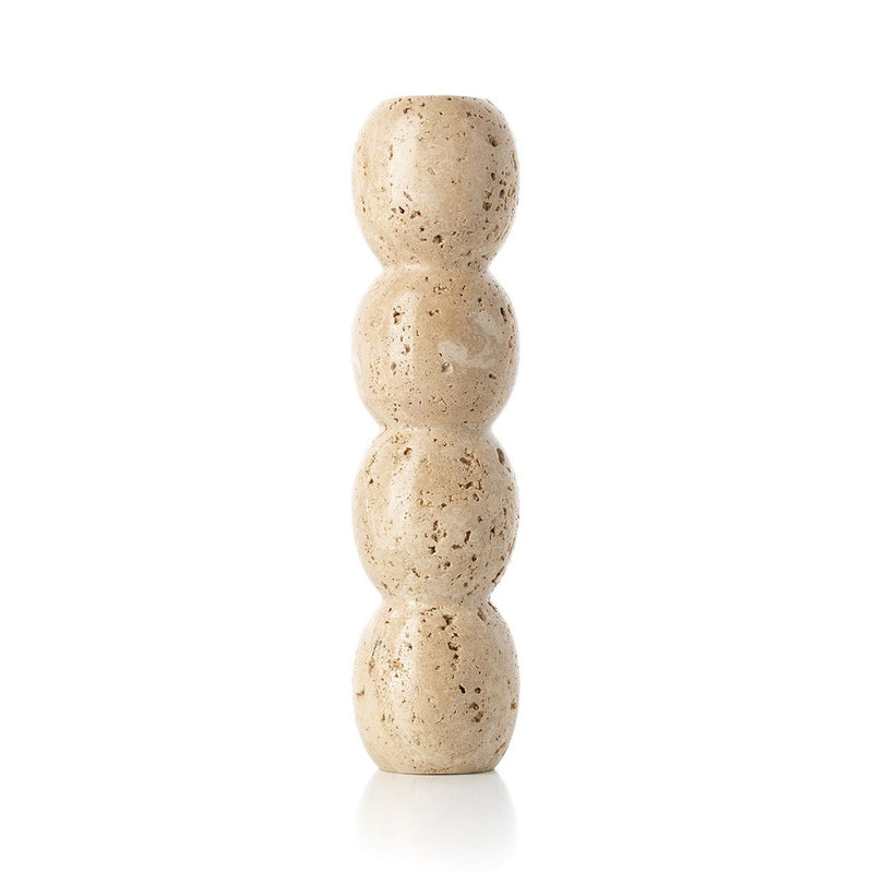 Kerzenhalter Travertin Totem – Beige, Größe L, aus Travertin (Naturstein)