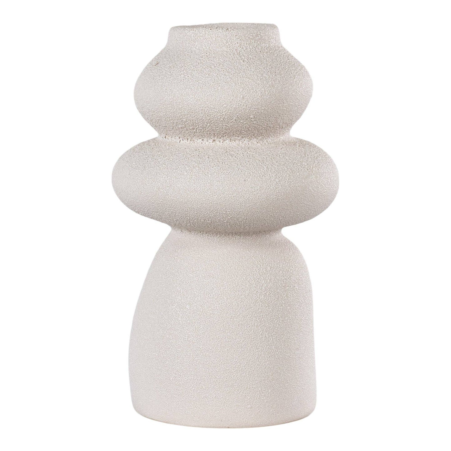 Deko Vase Beige aus Keramik, rund mit Maßen Ø 14,5 x 26,5 cm, moderne Skulptur für das Zuhause.