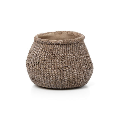 Übertopf Faux Puff – Beton Braun, Größe L, L 25 × B 23,5 × H 19 cm