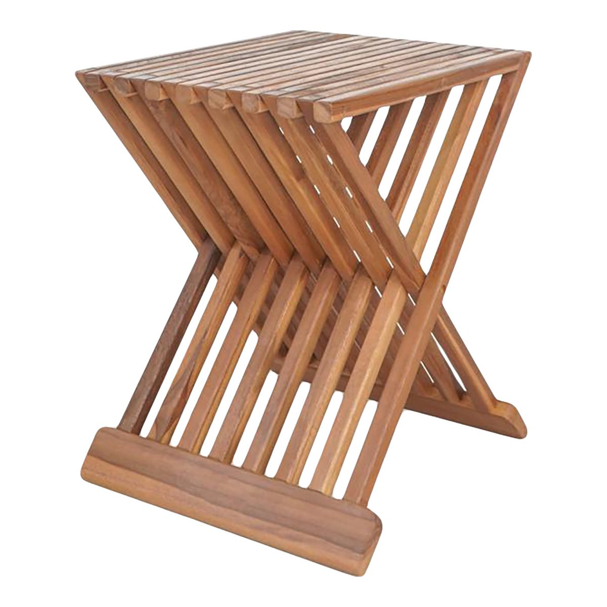 Klapphocker Erto – Teak Natur, 40 × 35 × 45 cm, aus Teakholz