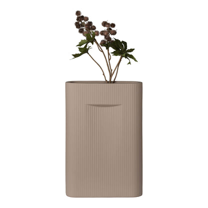 Deko Vase in Braun - Zylindrisch mit Pflanzen, skandinavisches Design für Ihr Zuhause, 24 x 8,5 x 35,5 cm.