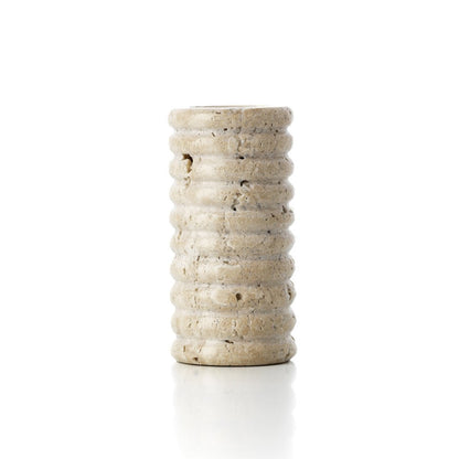 Teelichthalter Travertin Ripple – Beige, Größe L, aus Travertin (Naturstein)