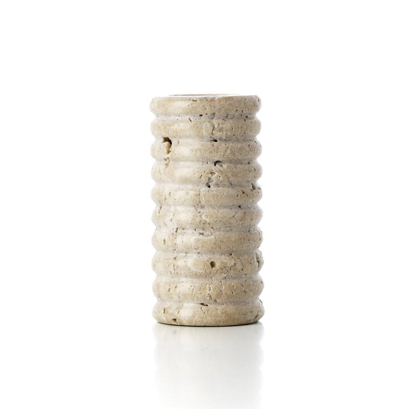 Teelichthalter Travertin Ripple – Beige, Größe L, aus Travertin (Naturstein)