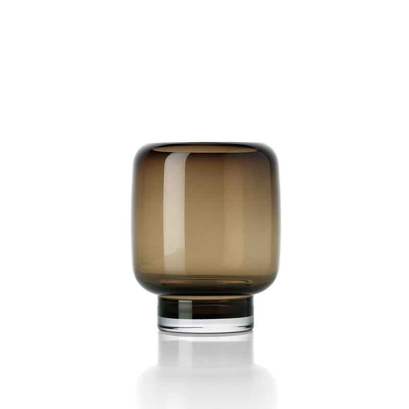 Vase Smoky Cube – Rauchglas Braun, Größe S, aus Glas, handgefertigt in Rauchbraun, durchscheinend