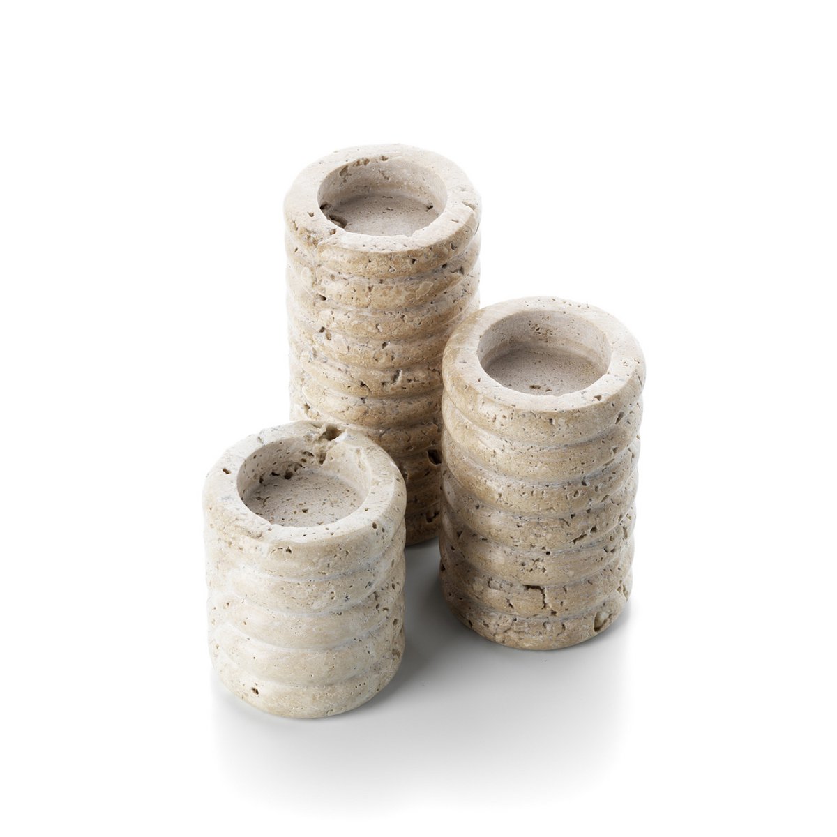 Teelichthalter Travertin Ripple – seitliche Ansicht