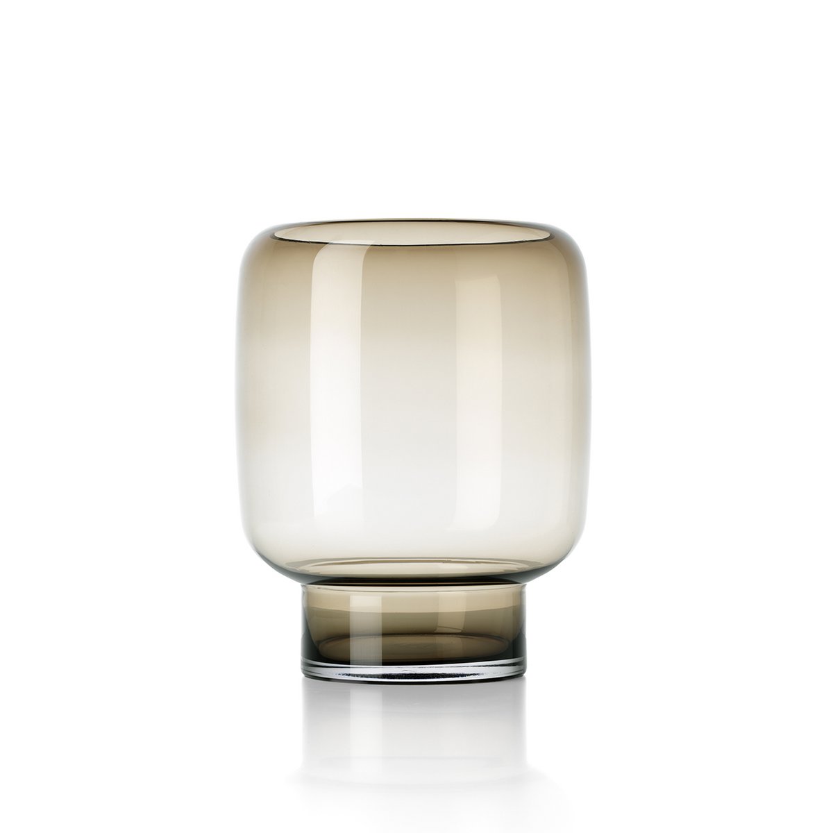 Vase Smoky Cube – Rauchglas Braun, Größe L, aus Glas, handgefertigt in Rauchbraun, durchscheinend