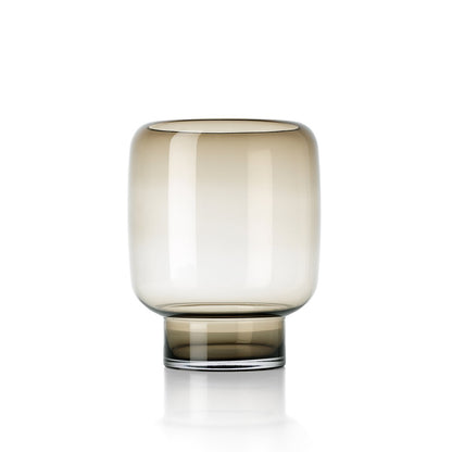 Vase Smoky Cube – Rauchglas Braun, Größe L, aus Glas, handgefertigt in Rauchbraun, durchscheinend