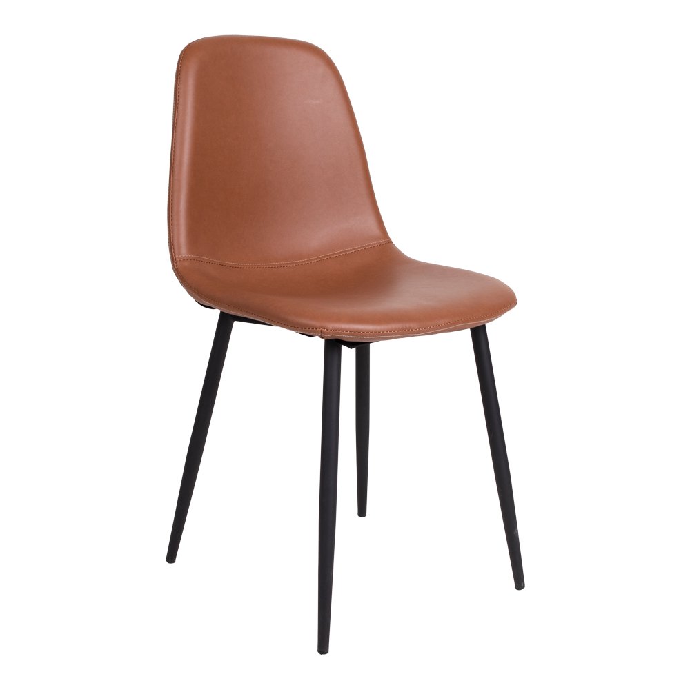 Esszimmerstuhl Stockholm – Kunstleder Braun, 2er-Set, aus Kunstleder (PU), Stahl, Sperrholz in Braun mit schwarzen Beinen