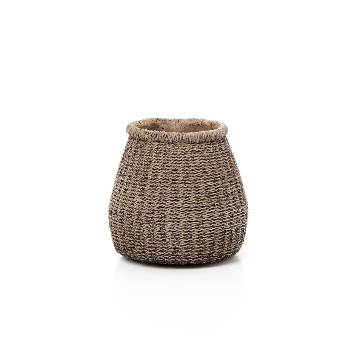 Übertopf Faux Puff – Beton Braun, Größe M, L 17 × B 16,7 × H 16,5 cm