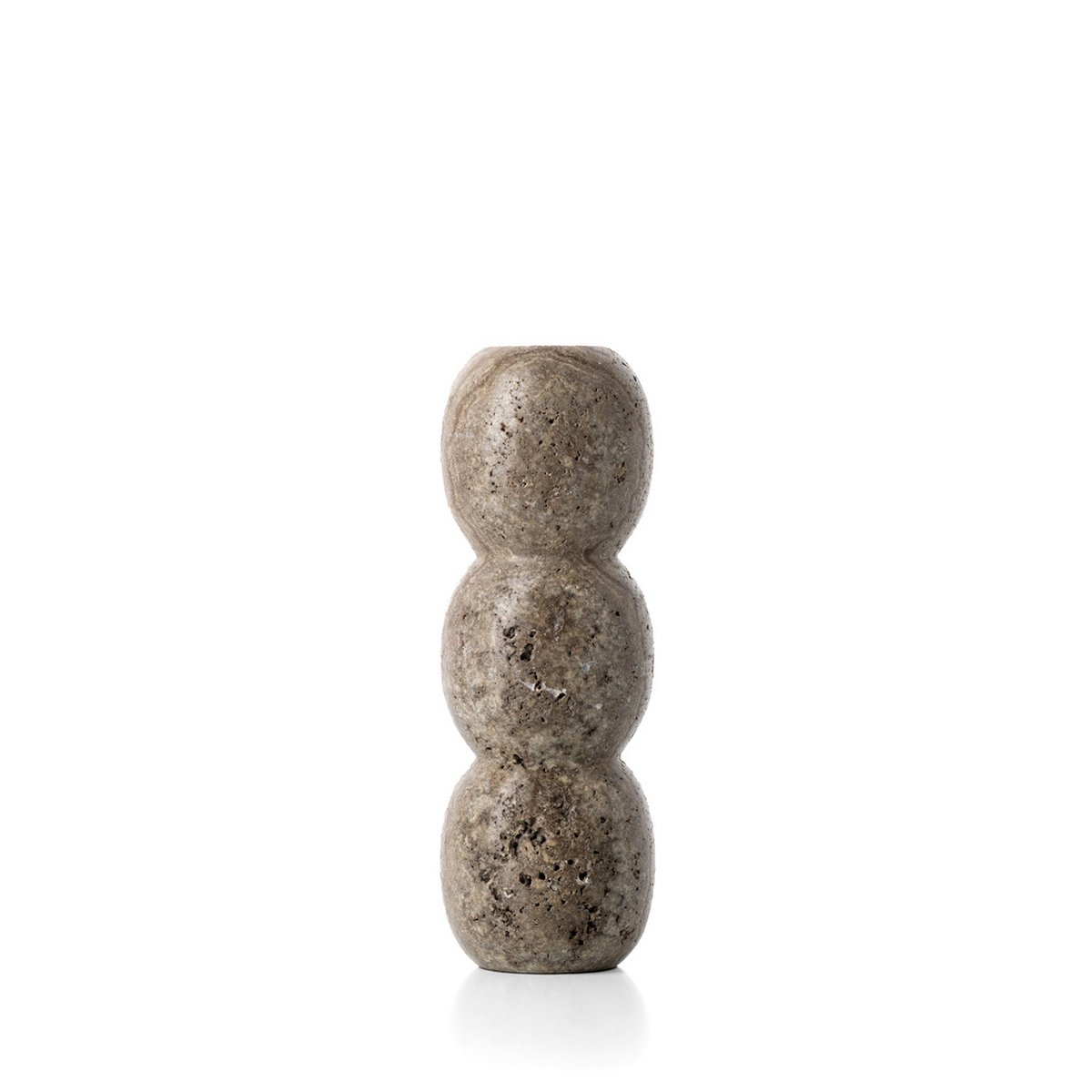 Kerzenhalter Travertin Totem – Grau, Größe L, aus Travertin (Naturstein)