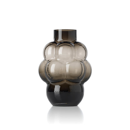 Vase Grape – Recyceltes Glas Dunkelgrau, Größe L, L 18 × B 18 × H 25 cm